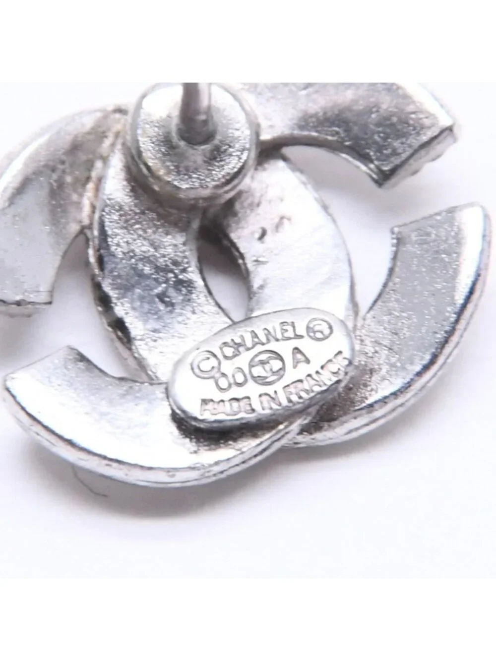 Chanel Earrings CC Logo Silver Metal